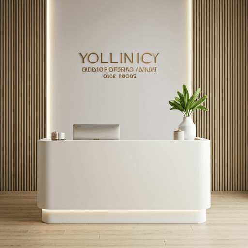 Modern minimalist aesthetic clinic reception desk